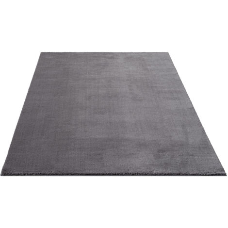 FLOORNOVO Hochflor Teppich Grau einfarbig - 200 x 140 cm - Besonders Weicher Teppich Wohnzimmer & Badezimmerteppich - Pflegeleicht - vielseitig einsetzbar im Innenbereich