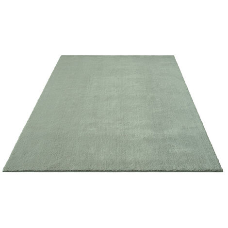 FLOORNOVO Hochflor Teppich Grün einfarbig - 110 x 60 cm - Besonders Weicher Teppich Wohnzimmer & Badezimmerteppich - Pflegeleicht - vielseitig einsetzbar im Innenbereich