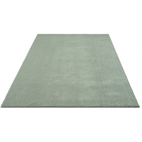 FLOORNOVO Hochflor Teppich Grün einfarbig - 200 x 140 cm - Besonders Weicher Teppich Wohnzimmer & Badezimmerteppich - Pflegeleicht - vielseitig einsetzbar im Innenbereich
