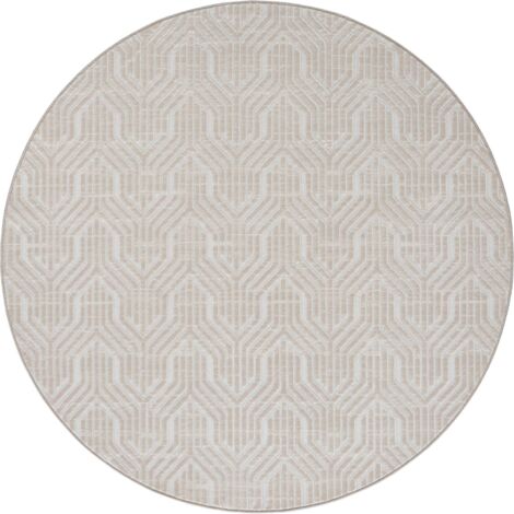 FLOORNOVO Hochflor Teppich rund gemustert - Ø 200 cm - Besonders Weicher Teppich Wohnzimmer & Badezimmerteppich - Pflegeleicht - vielseitig einsetzbar im Innenbereich