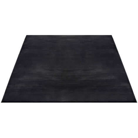 FLOORNOVO Hochflor Teppich Schwarz einfarbig - 160 x 117 cm - Besonders Weicher Teppich Wohnzimmer & Badezimmerteppich - Pflegeleicht - vielseitig einsetzbar im Innenbereich