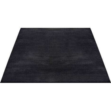 FLOORNOVO Hochflor Teppich Schwarz einfarbig - 200 x 140 cm - Besonders Weicher Teppich Wohnzimmer & Badezimmerteppich - Pflegeleicht - vielseitig einsetzbar im Innenbereich