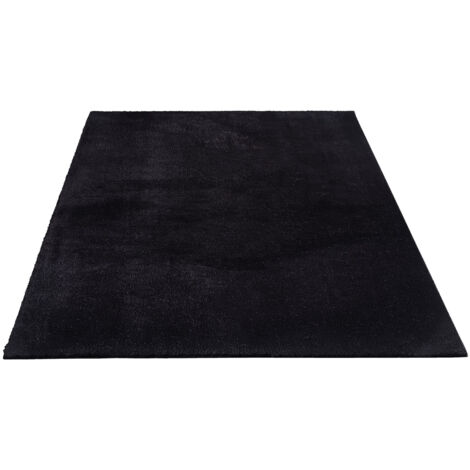 FLOORNOVO Hochflor Teppich Schwarz einfarbig - 200 x 140 cm - Besonders Weicher Teppich Wohnzimmer & Badezimmerteppich - Pflegeleicht - vielseitig einsetzbar im Innenbereich