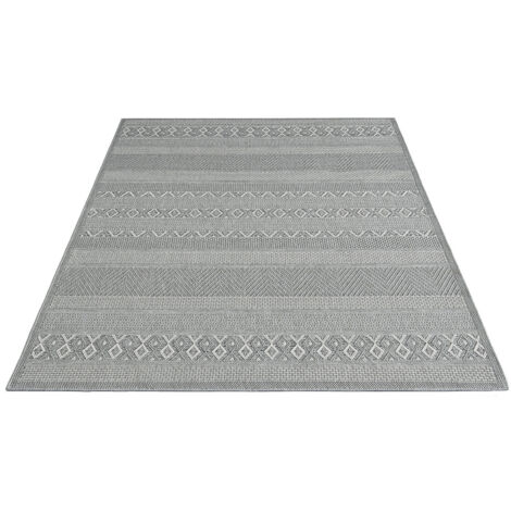 FLOORNOVO In- & Outdoor Teppich Beige gemustert - 160 x 120 cm - Flachgewebe für Garten Balkon Terrasse und Innenbereich - Robust & Pflegeleicht - vielseitig einsetzbar im Innen- und Außenbereich