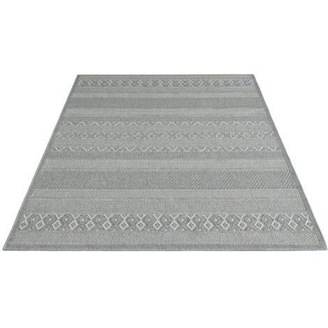 FLOORNOVO In- & Outdoor Teppich Beige gemustert - 180 x 67 cm - Flachgewebe für Garten Balkon Terrasse und Innenbereich - Robust & Pflegeleicht - vielseitig einsetzbar im Innen- und Außenbereich