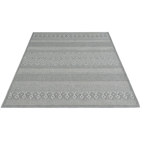 FLOORNOVO In- & Outdoor Teppich Beige gemustert - 200 x 140 cm - Flachgewebe für Garten Balkon Terrasse und Innenbereich - Robust & Pflegeleicht - vielseitig einsetzbar im Innen- und Außenbereich