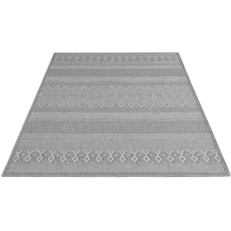FLOORNOVO In- & Outdoor Teppich Beige gemustert - 220 x 160 cm - Flachgewebe für Garten Balkon Terrasse und Innenbereich - Robust & Pflegeleicht - vielseitig einsetzbar im Innen- und Außenbereich