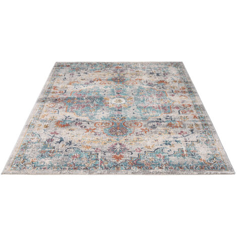 FLOORNOVO In- & Outdoor Teppich gemustert - 170 x 120 cm - Flachgewebe für Garten Balkon Terrasse und Innenbereich - Robust & Pflegeleicht - vielseitig einsetzbar im Innen- und Außenbereich