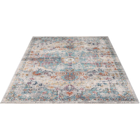 FLOORNOVO In- & Outdoor Teppich gemustert - 200 x 140 cm - Flachgewebe für Garten Balkon Terrasse und Innenbereich - Robust & Pflegeleicht - vielseitig einsetzbar im Innen- und Außenbereich