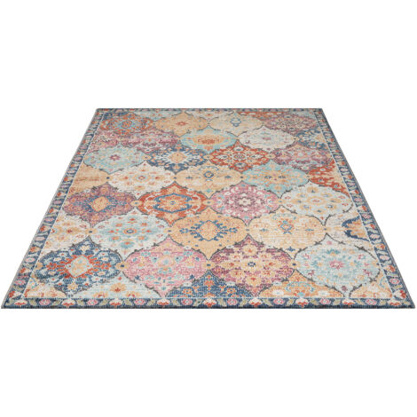 FLOORNOVO In- & Outdoor Teppich gemustert - 200 x 140 cm - Flachgewebe für Garten Balkon Terrasse und Innenbereich - Robust & Pflegeleicht - vielseitig einsetzbar im Innen- und Außenbereich