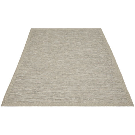 FLOORNOVO In- & Outdoor Teppich Grau Fischgrätmuster - 160 x 120 cm - Flachgewebe für Garten Balkon Terrasse und Innenbereich - Robust & Pflegeleicht - einsetzbar im Innen- und Außenbereich