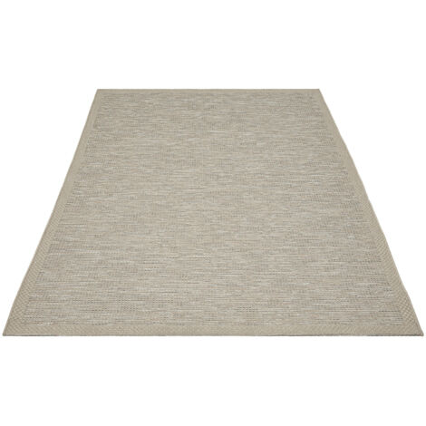FLOORNOVO In- & Outdoor Teppich Grau Fischgrätmuster - 180 x 67 cm - Flachgewebe für Garten Balkon Terrasse und Innenbereich - Robust & Pflegeleicht - vielseitig einsetzbar im Innen- und Außenbereich