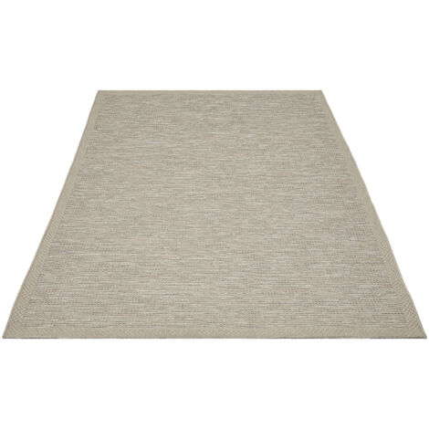 FLOORNOVO In- & Outdoor Teppich Grau Fischgrätmuster - 200 x 140 cm - Flachgewebe für Garten Balkon Terrasse und Innenbereich - Robust & Pflegeleicht - einsetzbar im Innen- und Außenbereich