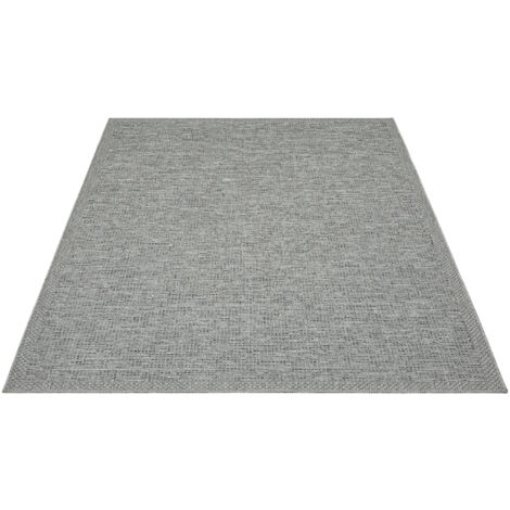 FLOORNOVO In- & Outdoor Teppich Grau Fischgrätmuster - 220 x 160 cm - Flachgewebe für Garten Balkon Terrasse und Innenbereich - Robust & Pflegeleicht - einsetzbar im Innen- und Außenbereich