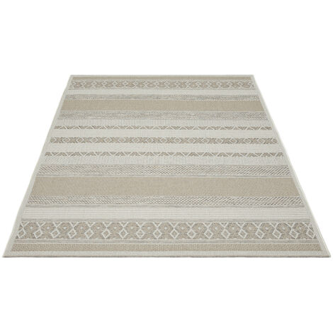 FLOORNOVO In- & Outdoor Teppich Grau gemustert - 160 x 120 cm - Flachgewebe für Garten Balkon Terrasse und Innenbereich - Robust & Pflegeleicht - vielseitig einsetzbar im Innen- und Außenbereich