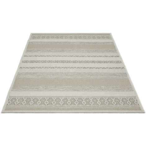 FLOORNOVO In- & Outdoor Teppich Grau gemustert - 180 x 67 cm - Flachgewebe für Garten Balkon Terrasse und Innenbereich - Robust & Pflegeleicht - vielseitig einsetzbar im Innen- und Außenbereich