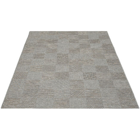 FLOORNOVO In- & Outdoor Teppich Grau gemustert - 200 x 140 cm - Flachgewebe für Garten Balkon Terrasse und Innenbereich - Robust & Pflegeleicht - vielseitig einsetzbar im Innen- und Außenbereich