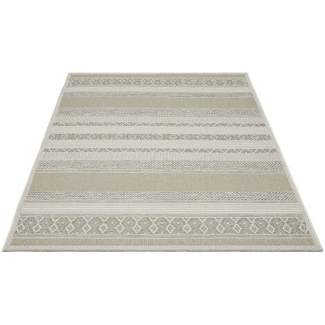 FLOORNOVO In- & Outdoor Teppich Grau gemustert - 200 x 140 cm - Flachgewebe für Garten Balkon Terrasse und Innenbereich - Robust & Pflegeleicht - vielseitig einsetzbar im Innen- und Außenbereich