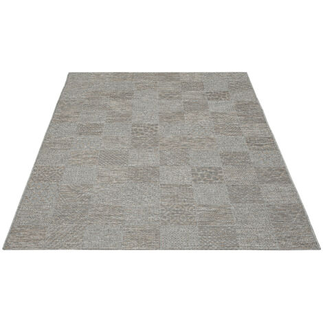 FLOORNOVO In- & Outdoor Teppich Grau gemustert - 220 x 160 cm - Flachgewebe für Garten Balkon Terrasse und Innenbereich - Robust & Pflegeleicht - vielseitig einsetzbar im Innen- und Außenbereich