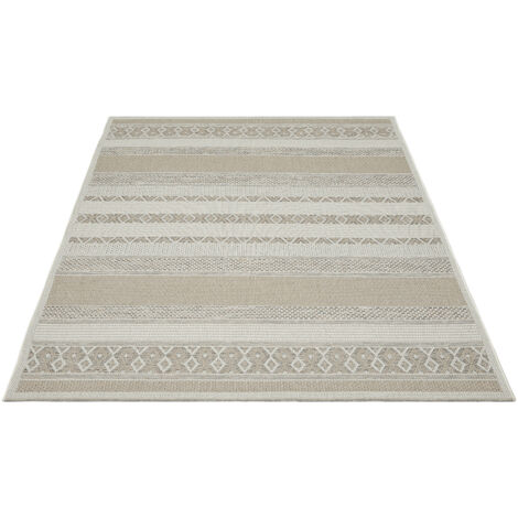 FLOORNOVO In- & Outdoor Teppich Grau gemustert - 220 x 160 cm - Flachgewebe für Garten Balkon Terrasse und Innenbereich - Robust & Pflegeleicht - vielseitig einsetzbar im Innen- und Außenbereich