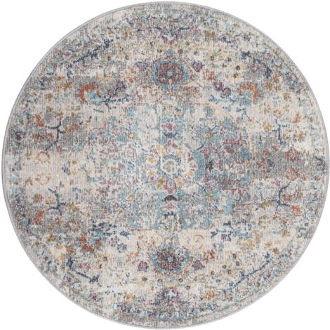 FLOORNOVO In- & Outdoor Teppich rund - Ø 120 cm - Flachgewebe für Garten Balkon Terrasse und Innenbereich - Robust & Pflegeleicht - vielseitig einsetzbar im Innen- und Außenbereich