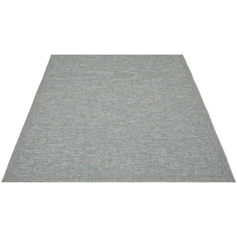 FLOORNOVO In- & Outdoor Teppich Türkis Fischgrätmuster - 150 x 80 cm - Flachgewebe für Garten Balkon Terrasse und Innenbereich - Robust & Pflegeleicht - einsetzbar im Innen- und Außenbereich