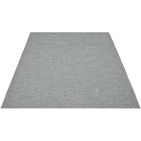 FLOORNOVO In- & Outdoor Teppich Türkis Fischgrätmuster - 200 x 140 cm - Flachgewebe für Garten Balkon Terrasse und Innenbereich - Robust & Pflegeleicht - einsetzbar im Innen- und Außenbereich