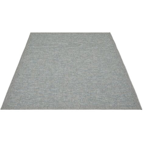 FLOORNOVO In- & Outdoor Teppich Türkis Fischgrätmuster - 220 x 160 cm - Flachgewebe für Garten Balkon Terrasse und Innenbereich - Robust & Pflegeleicht - einsetzbar im Innen- und Außenbereich