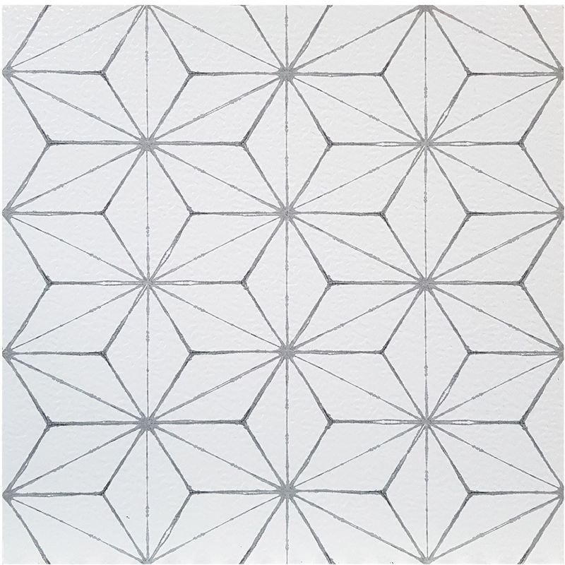 FloorPops Kikko Pack of 10 Peel & Stick Vinyl Floor Tiles White Grey Pattern