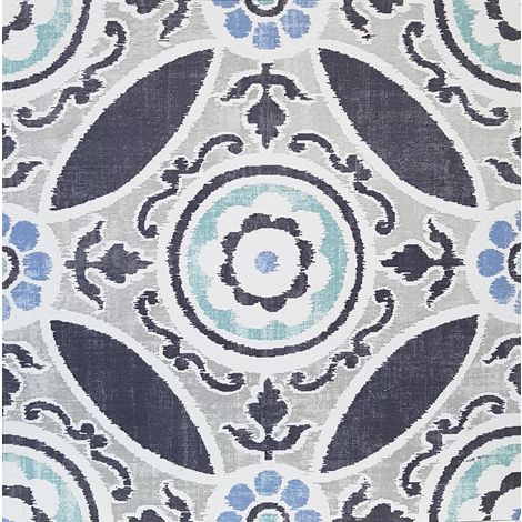 Floorpops Sienna 10pcs Peel Stick Vinyl Floor Tiles Morrocan Blue Floral Pattern