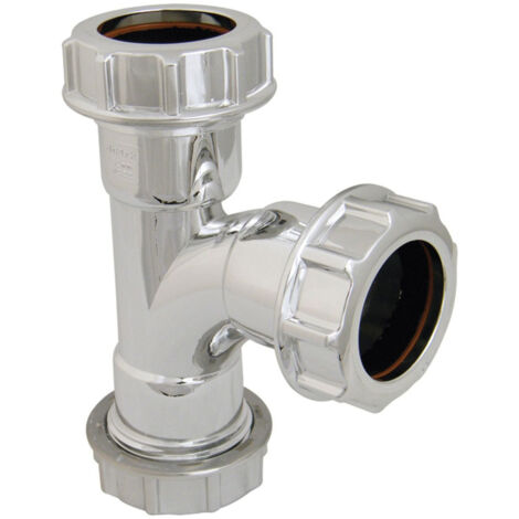 FloPlast Chrome Compression Waste Tee 32mm - High Quality