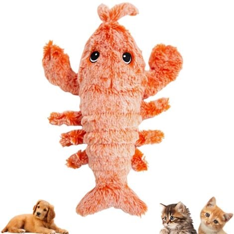 TLILY Floppy Lobster Dog Toys Plush Jumping Interactive Toy Motion Activated Moving Pet Toy, Chew Toy,B