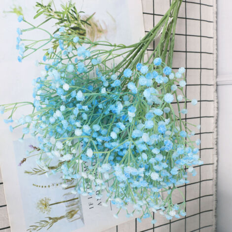Flor artificial de paniculata, 3 ramas, plástico, azul – decoración para el hogar y bodas – la elegancia se hace realidad