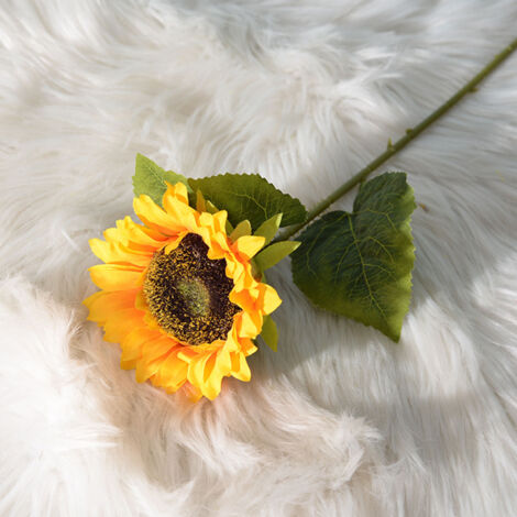 [Flor artificial] Girasol artificial – Girasol de seda amarillo, 45 cm (1 unidad) para decoración de interiores de estilo rústico.