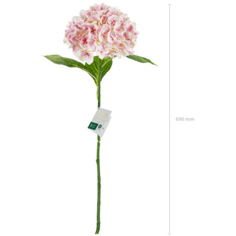 Flor artificial - Hortensia Premium, 69 cm, rosa claro