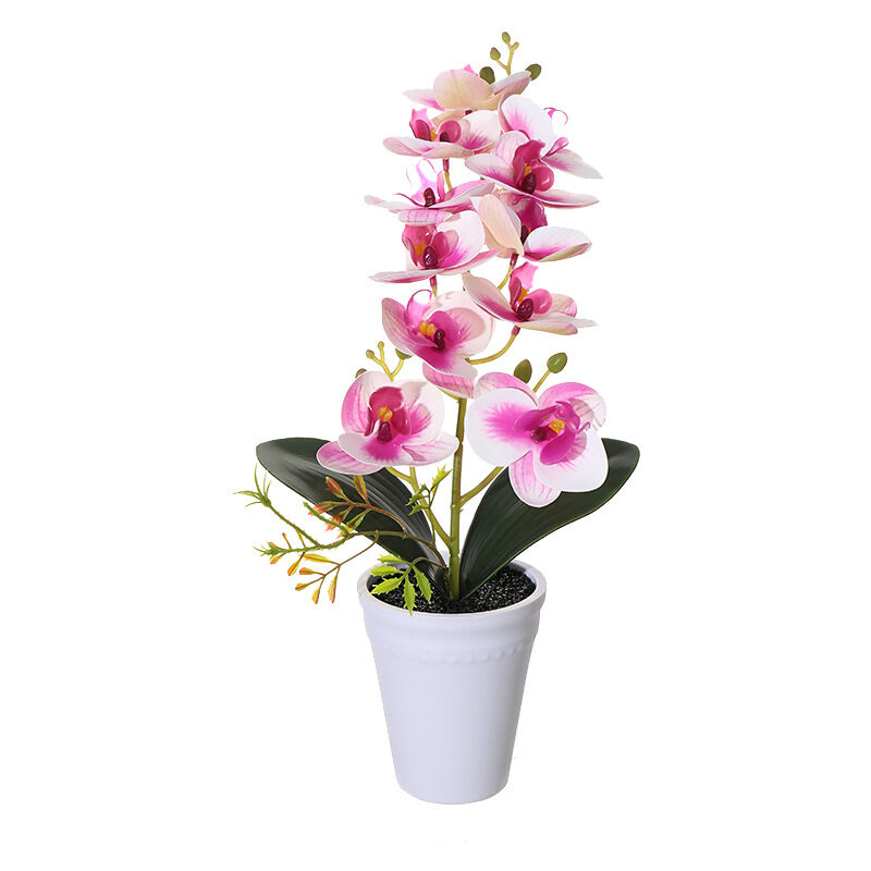 Plantas y flores artificiales Aisamco Flores de orquídeas Artificiales con  Maceta Blanca Flores de Phalaenopsis Falsas de plástico Flor Artificial en  Maceta para la decoración de la Oficina de la Boda en