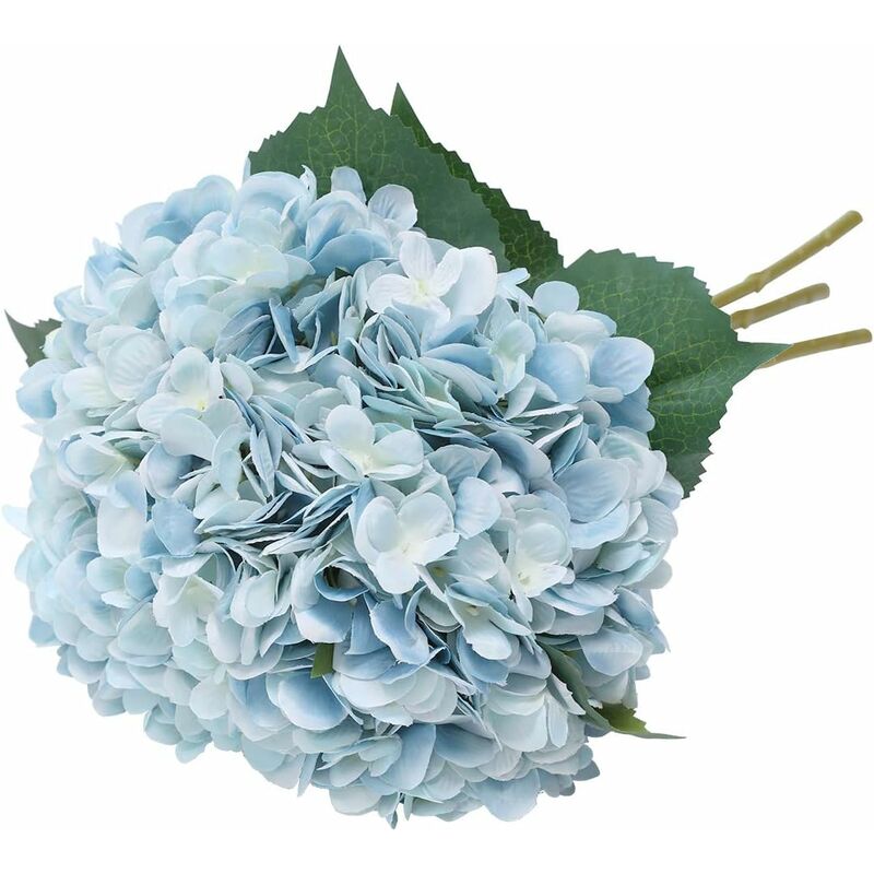 

Flor de hortensia artificial, 5 ramos de hortensias de cabeza de 6.3 pulgadas con un solo tallo largo de seda para bodas, hogar, hotel, decoración de