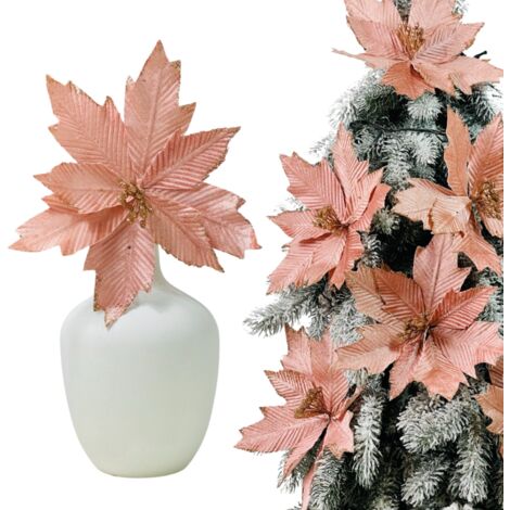 Flor de Pascua rosa en un palillo - Flores para árbol de Navidad 29 cm