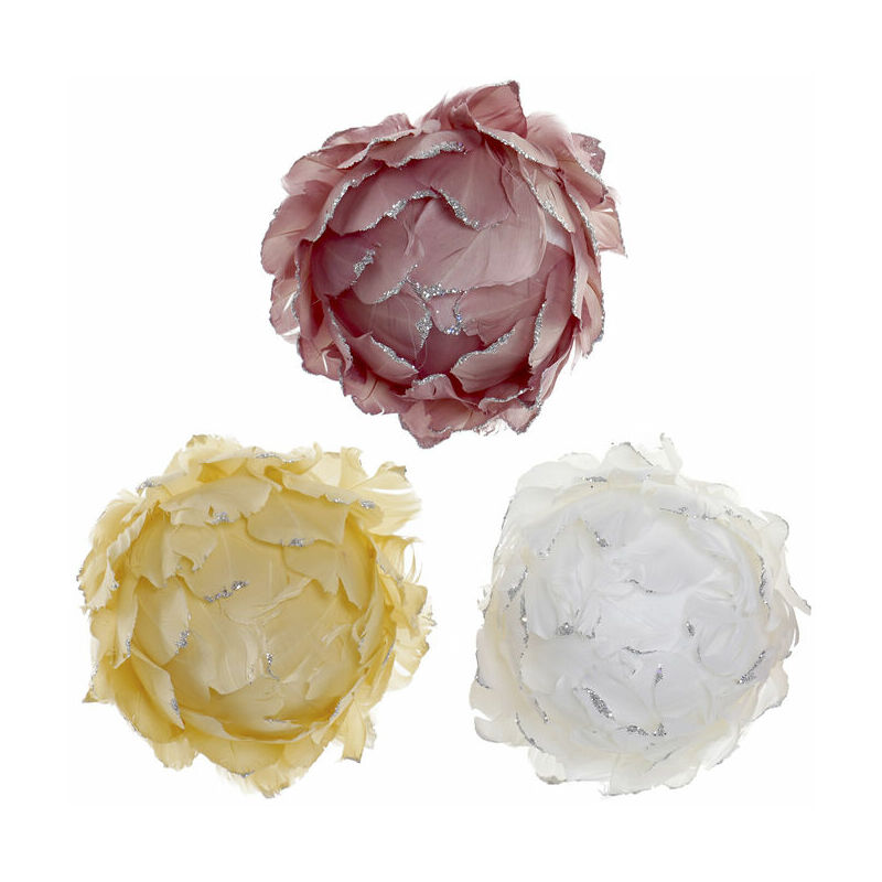 

Flor Decorativa DKD Home Decor Blanco Rosa Pluma (3 pcs)