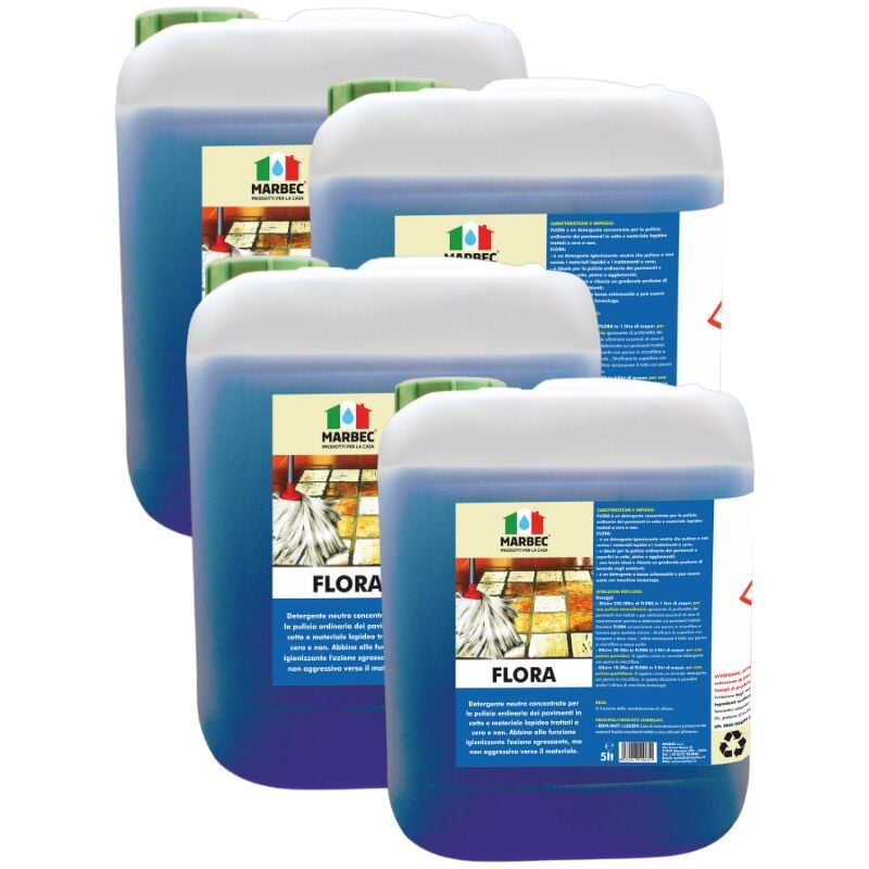 Image of Flora 5LTX4PZ Detergente igienizzante per pavimenti in cotto e materiali lapidei, ideale per la pulizia ordinaria di superfici trattate e non. Non