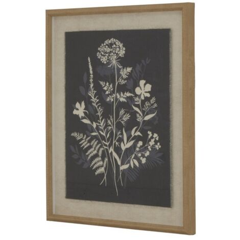 Flora & Fauna Collection Meadow on Linen in Beaded Frame - Glass - L2 x W40 x H50 cm - White