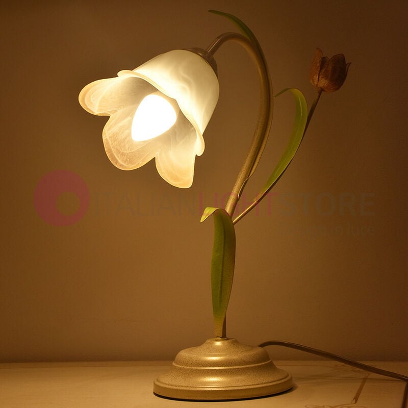 Image of FLORA Lampada da tavolo a 1 Luce in Ferro Decorato Stile Floreale