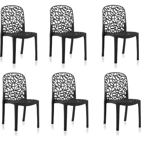 Flora: Pack de 6 chaises design Blanches - Anthracite