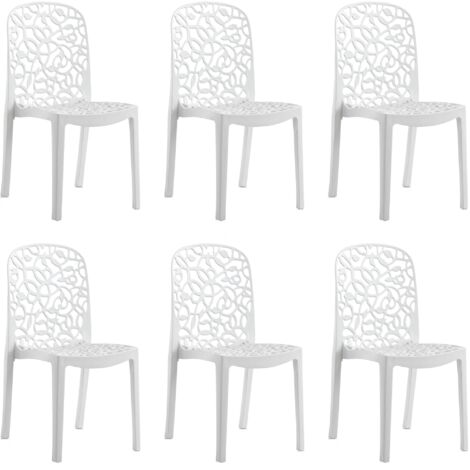 Flora: Pack de 6 chaises design Blanches - Blanc