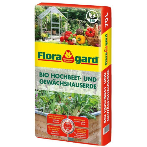 Floragard Bio Hochbeeterde 70L, Gewächshauserde, Gemüseerde, Gartenerde, Erde