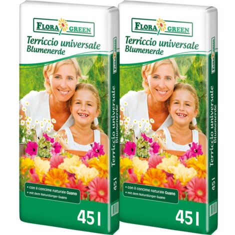 Floragard FloraGreen Blumenerde mit Guano, Pflanzerde, Gartenerde, Kübelpflanzenerde, Topferde