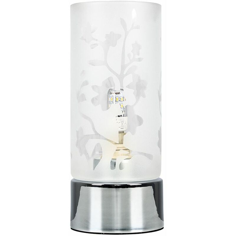 Chrome Touch Dimmer Table Lamp Glass Shade Bedside Lounge
