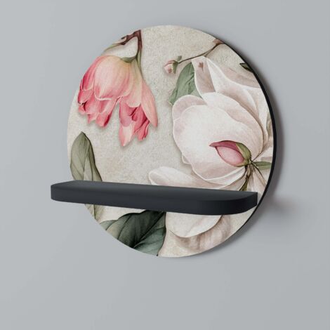 FLORAL GRACE Rundes Regal Schwarz