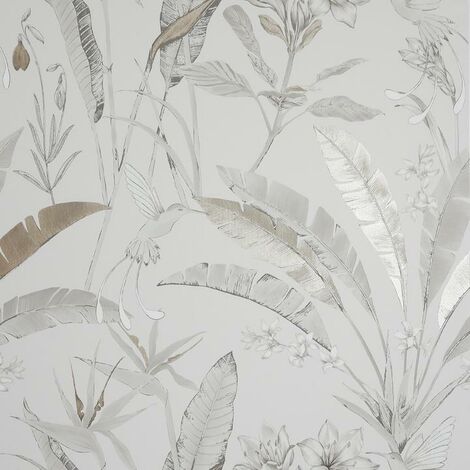 Floral Jungle Neutral Wallpaper Arthouse Palm Leaf Birds Beige Cream