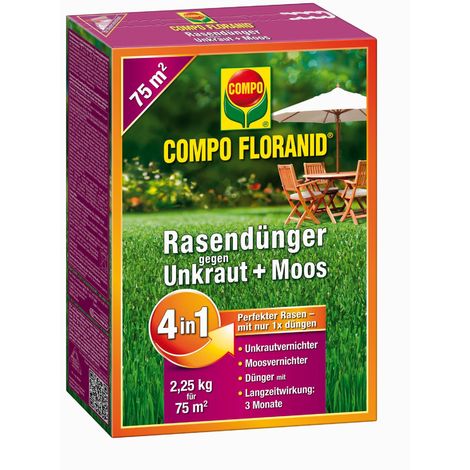 COMPO FLORANID® Rasendünger gegen Unkraut + Moos 4in1 - 2 ...